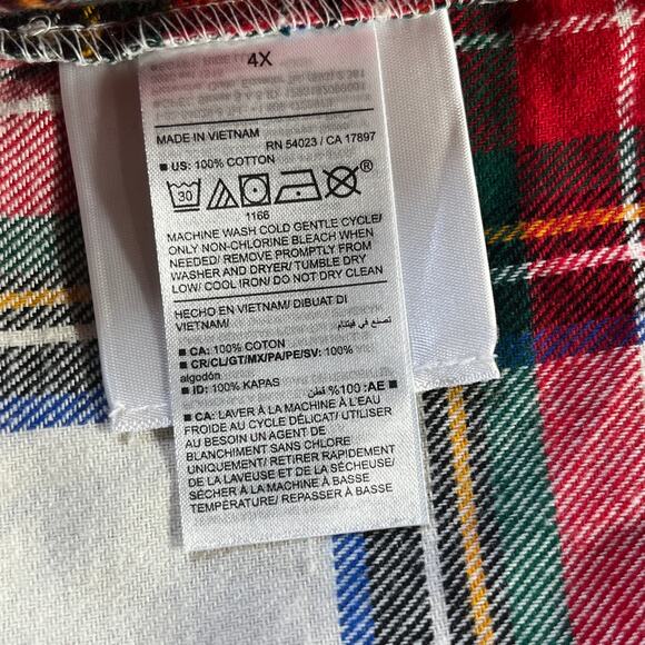Old Navy The Boyfriend Shirt Womens 4X Red Plaid Flannel Button Up Long Sleeves - Picture 6 of 8